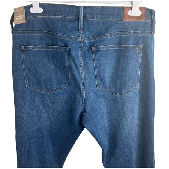 Madewell 9" High-Rise Skinny Jeans Stretch Cotton Blend Denim Medium Wash 34 - Picture 12 of 16